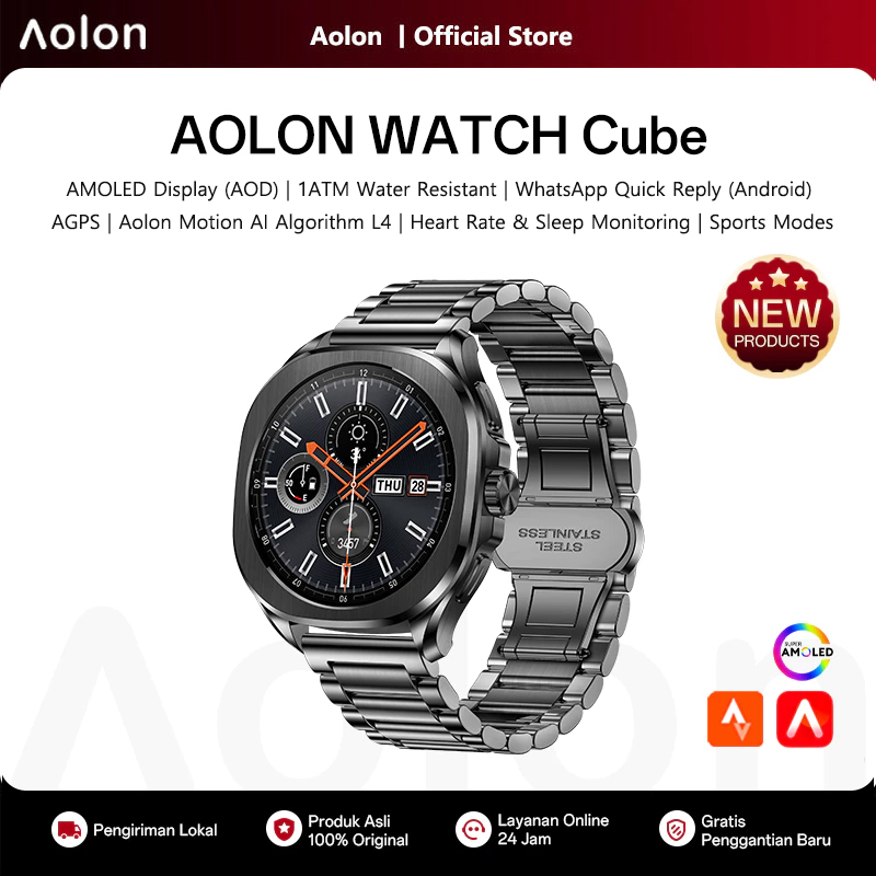 Android Smartwatch Accessories - Montre connectée Aolon Cube avec écran