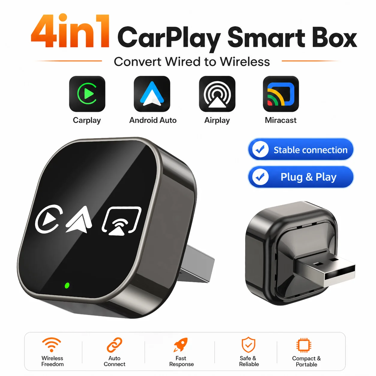 Smartwatch Universal - Boîte intelligente CarRocket sans fil CarPlay,