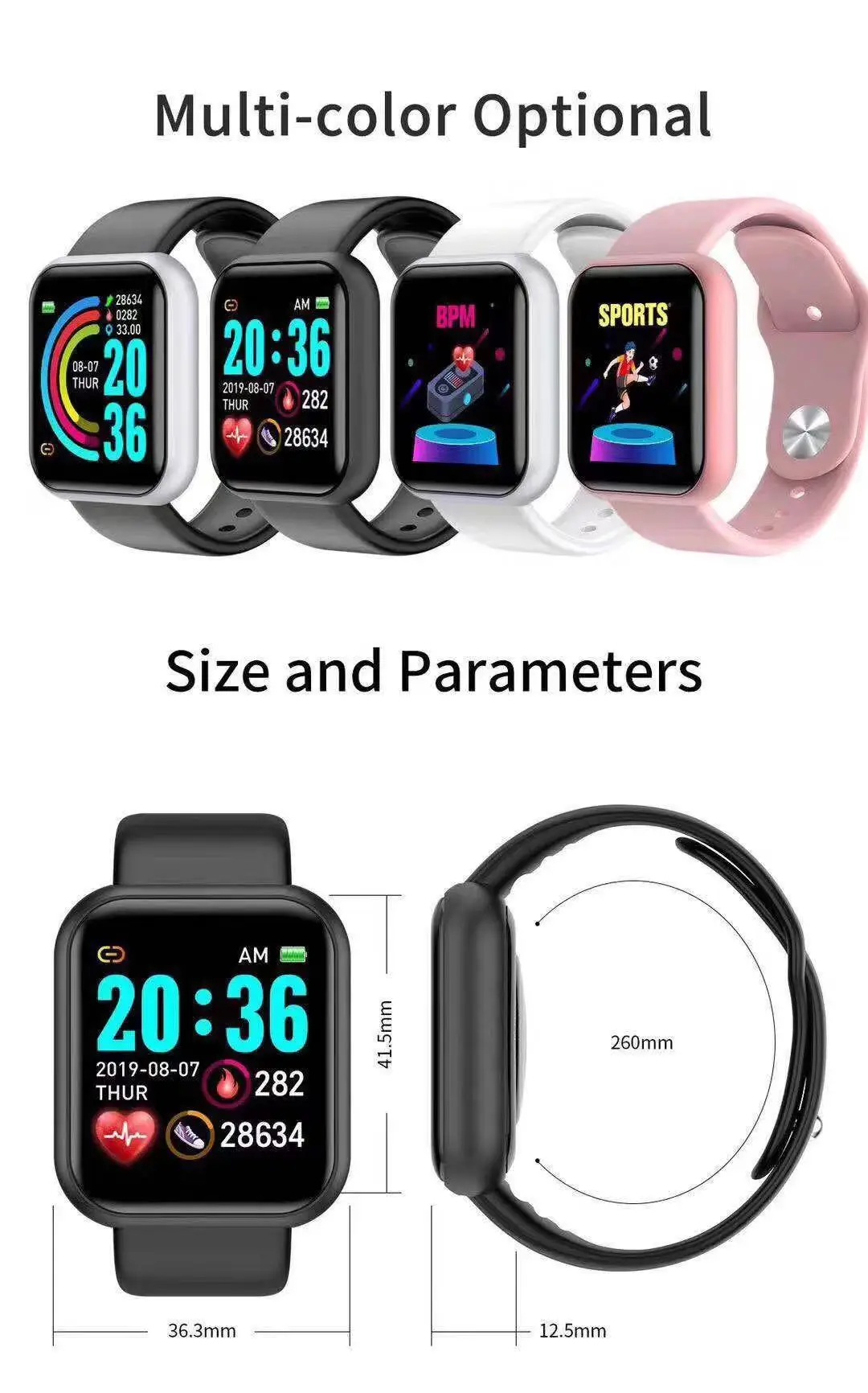 Smartwatch Touch - Montre connectée D20 Pro pour hommes,