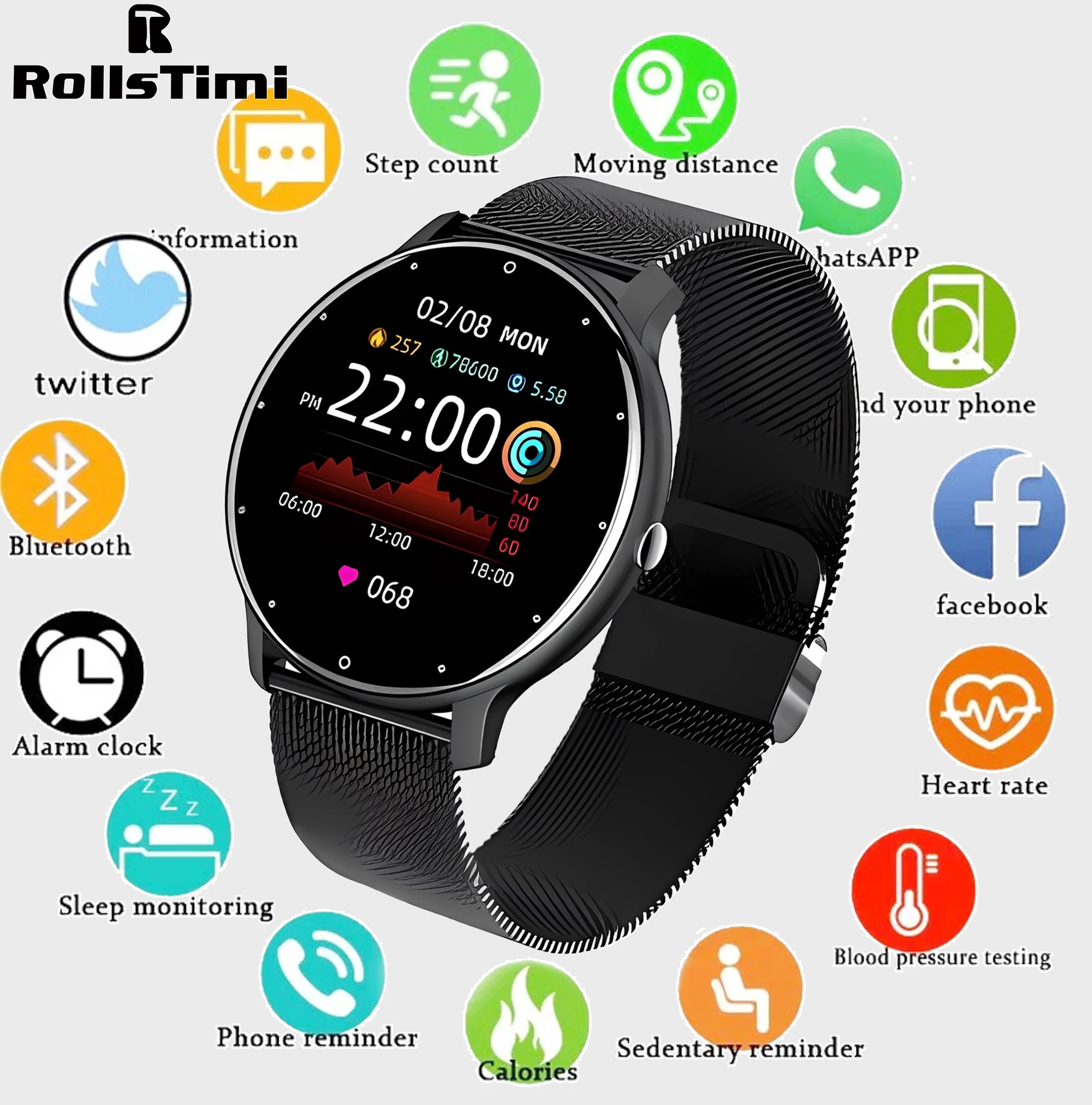 Smartwatch Face - Montre intelligente hommes Bluetooth appel 24H