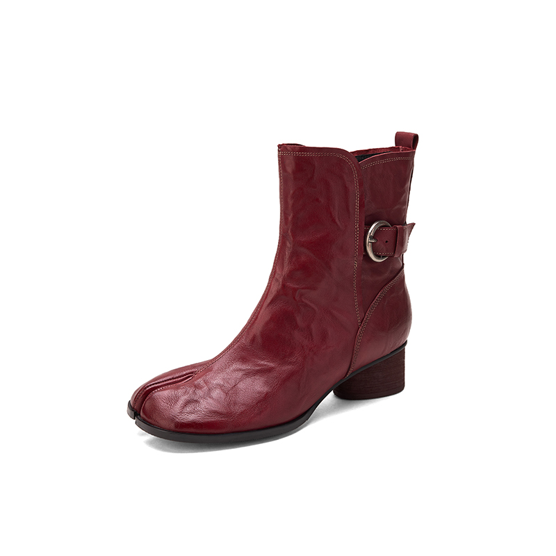 Leather Classic Strap - Bottines Tabi en cuir véritable faites