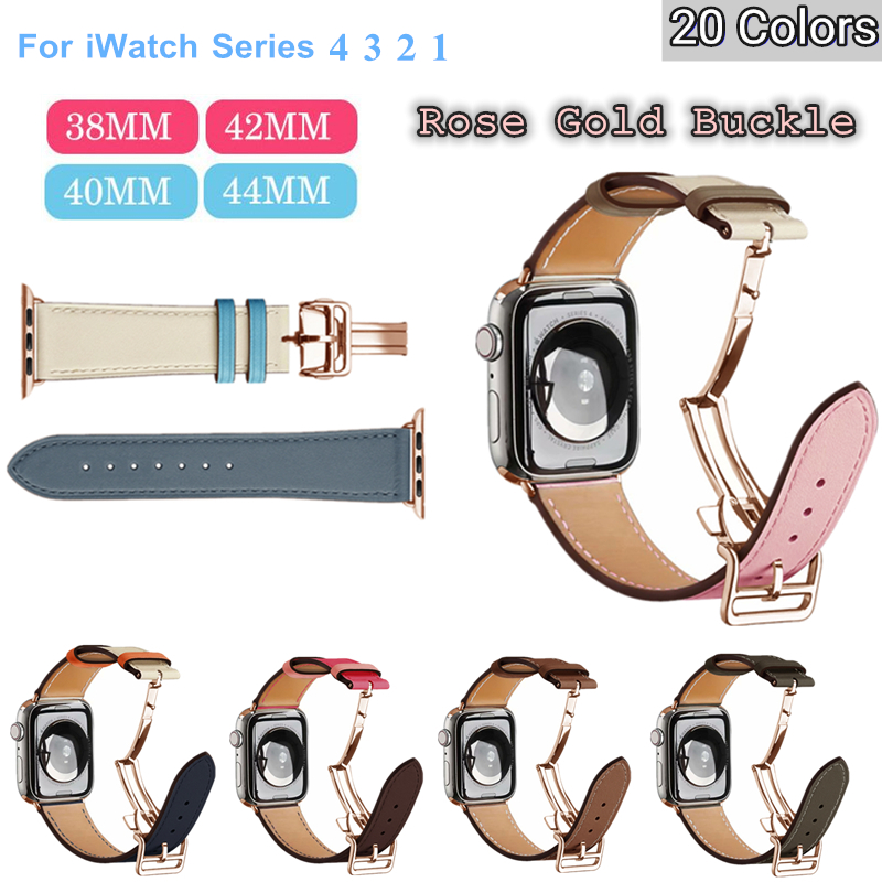 Smartwatch Accessories Shop - Bracelet boucle en cuir or Rose