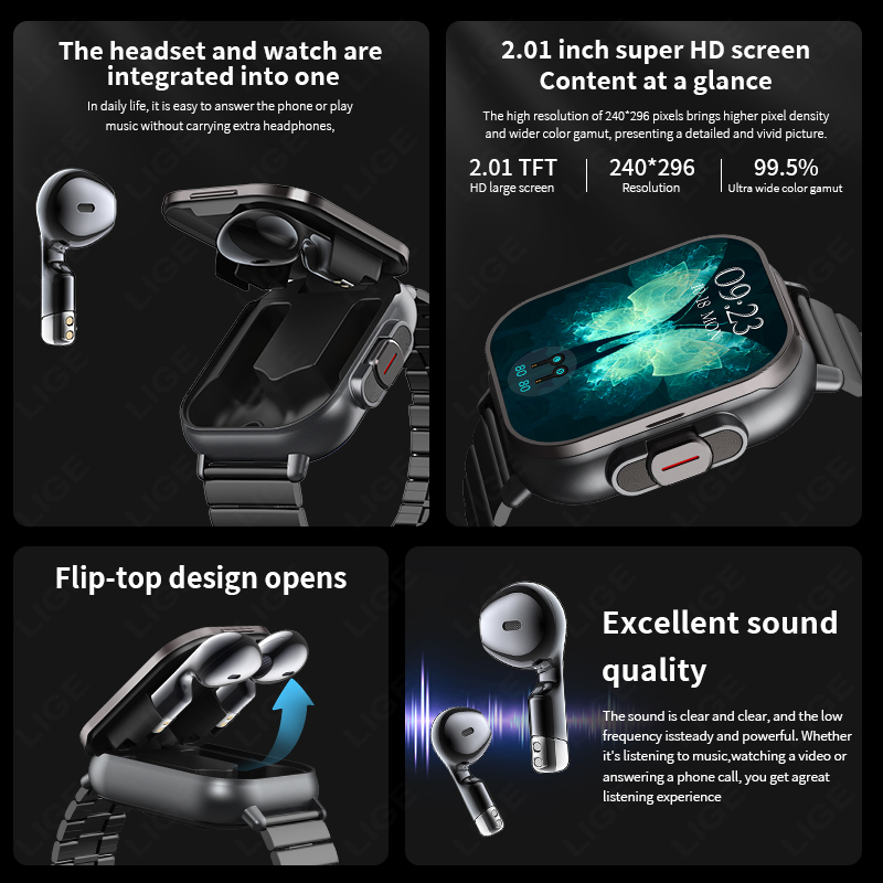 Montre connectée NFC TWS 2 en  - Smartwatch Headset avis et prix