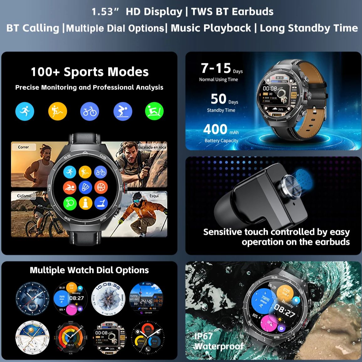NFC casque montre intelligente - Smartwatch Headset avis et prix